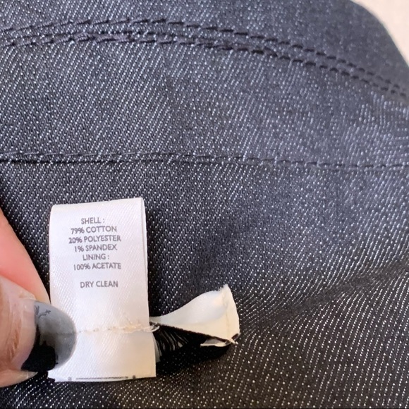 Ann Taylor LOFT ~ Dark Wash Denim Pea Coat With Gathered 3/4 Sleeves Size 8 - Picture 8 of 9